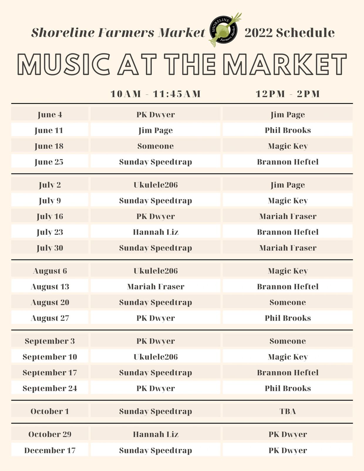 music tour schedule template